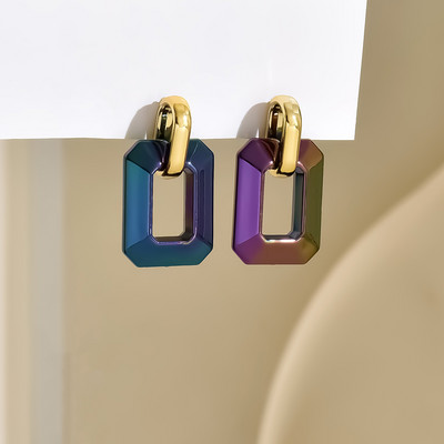 Vintage geometrijske metalik boje, akrilne Y2K naušnice s nitnama za žene Frost Spray Leather Earnail Style serʹgi ženskie