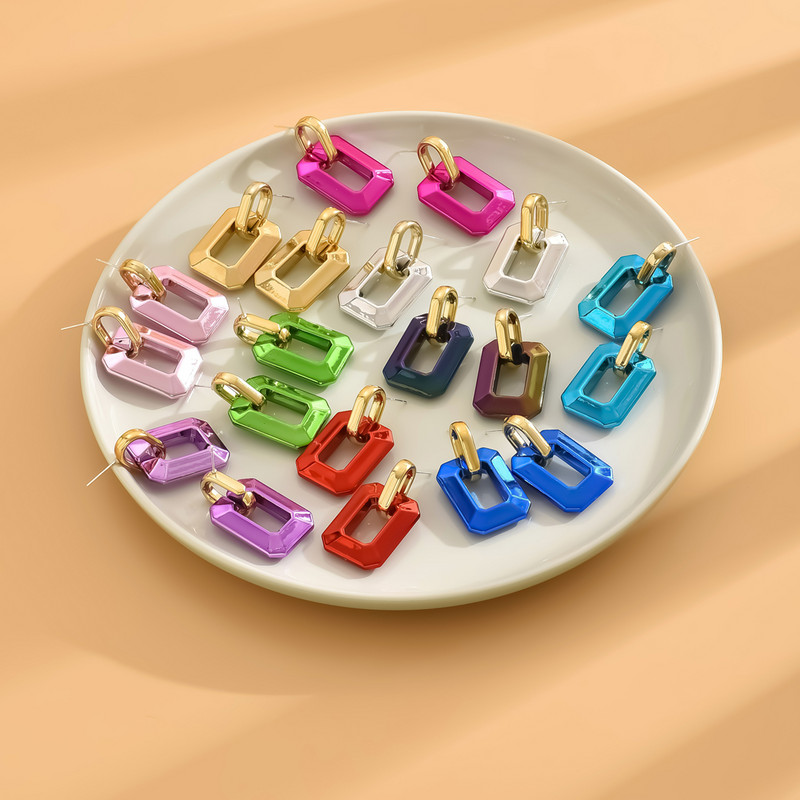 Vintage geometrijske metalik boje, akrilne Y2K naušnice s nitnama za žene Frost Spray Leather Earnail Style serʹgi ženskie