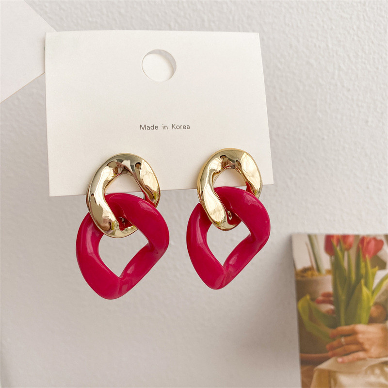 Blok boja Pretjerana geometrijska smola Akrilne bombonske naušnice Nova moda i elegantan osjećaj Jelly naušnice Nakit Pokloni za zabave