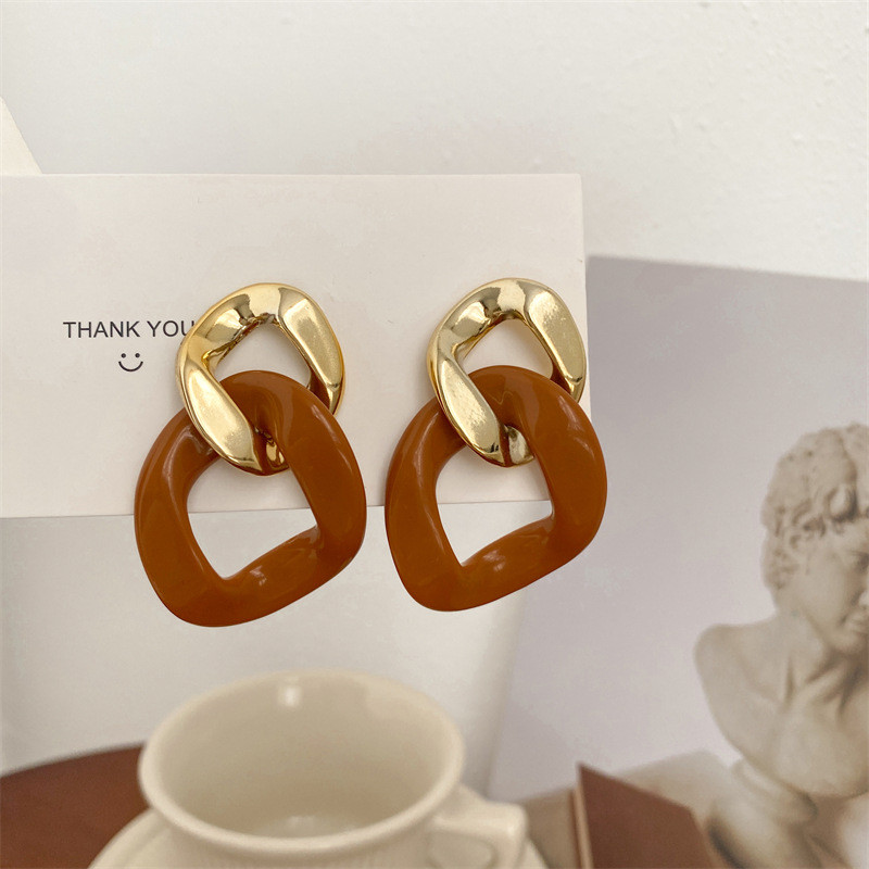 Blok boja Pretjerana geometrijska smola Akrilne bombonske naušnice Nova moda i elegantan osjećaj Jelly naušnice Nakit Pokloni za zabave