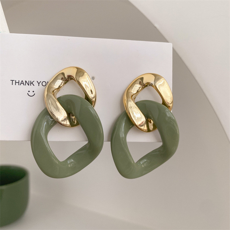 Blok boja Pretjerana geometrijska smola Akrilne bombonske naušnice Nova moda i elegantan osjećaj Jelly naušnice Nakit Pokloni za zabave