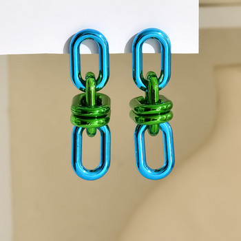 Винтидж акрилни геометрични верижки с дълги капкови обеци за жени 2023 Пънк метални зелени висящи обеци Модерни бижута y2k