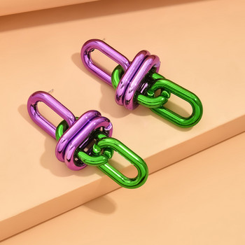 Винтидж акрилни геометрични верижки с дълги капкови обеци за жени 2023 Пънк метални зелени висящи обеци Модерни бижута y2k