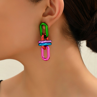 Vanad akrüülist geomeetrilise ketiga pikad rippuvad kõrvarõngad naistele 2023. aasta punk-metallist roheline rippuv kõrvarõngas Trendikas y2k ehted