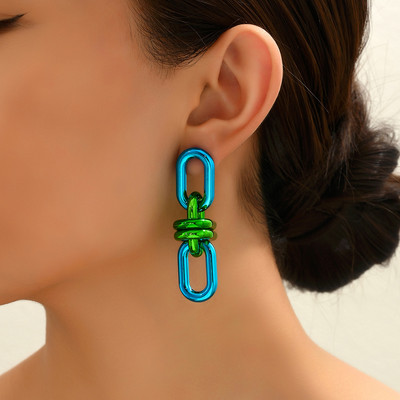 Vanad akrüülist geomeetrilise ketiga pikad rippuvad kõrvarõngad naistele 2023. aasta punk-metallist roheline rippuv kõrvarõngas Trendikas y2k ehted