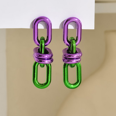 Vanad akrüülist geomeetrilise ketiga pikad rippuvad kõrvarõngad naistele 2023. aasta punk-metallist roheline rippuv kõrvarõngas Trendikas y2k ehted