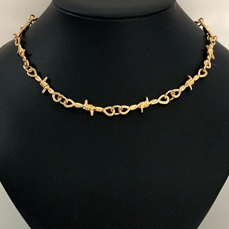 Kis drótkarakterek vasszív nyaklánc női hip-hop gótikus punk stílusú szögesdrót kis tövis lánc nyaklánc nyaklánc