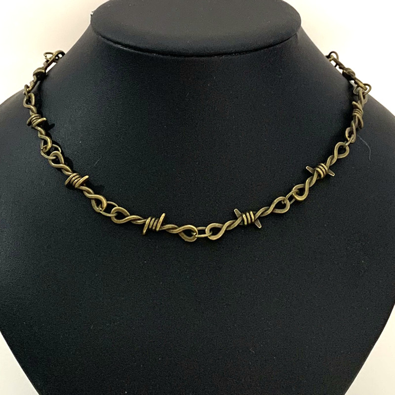 Kis drótkarakterek vasszív nyaklánc női hip-hop gótikus punk stílusú szögesdrót kis tövis lánc nyaklánc nyaklánc