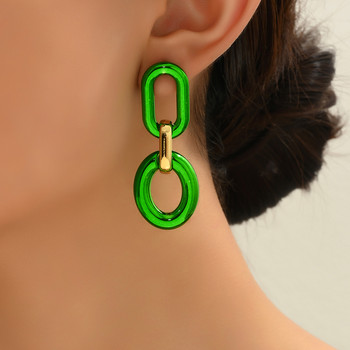 2023 Κρεμαστά τσόκερ σκουλαρίκια Ακρυλικά σκουλαρίκια μοντέρνα ρητίνη κρεμαστά σκουλαρίκια με γεωμετρική αλυσίδα Νέα μόδα γυναικεία κοσμήματα