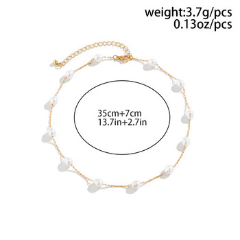 Минимализъм Елегантна имитация на перла Верига за ключицата Neckalce Жени Wed Bridal Goth Thin Link Choker Friends Y2K Jewelry Gift