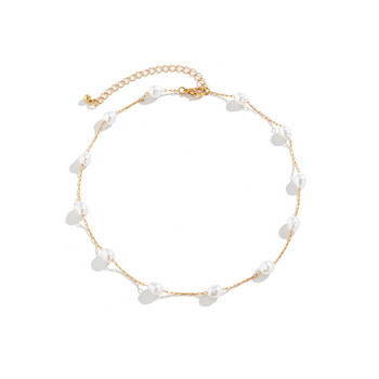 Минимализъм Елегантна имитация на перла Верига за ключицата Neckalce Жени Wed Bridal Goth Thin Link Choker Friends Y2K Jewelry Gift