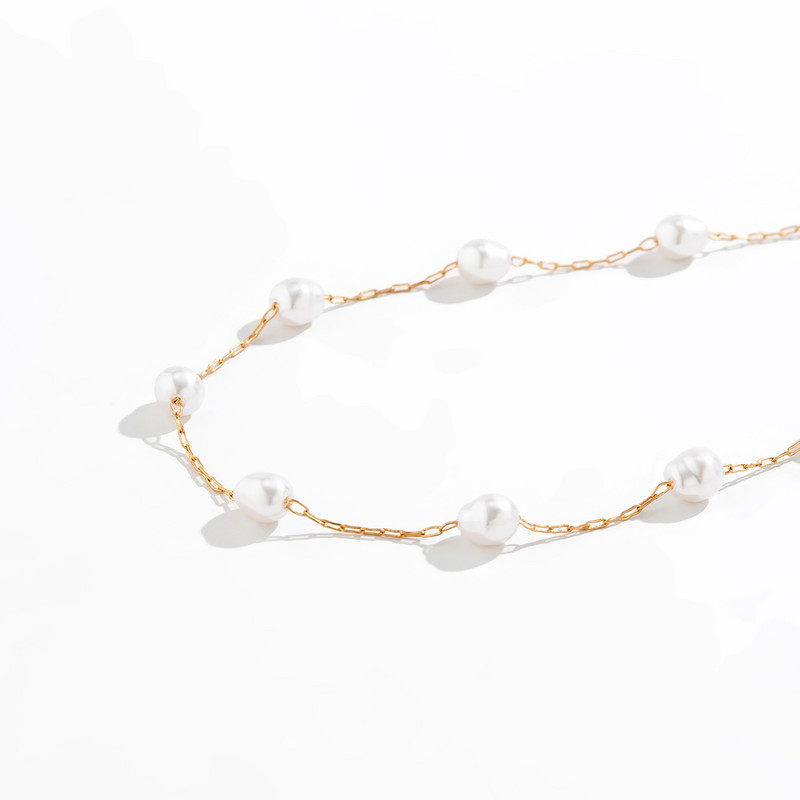 Minimālisms Eleganta Pērļu imitācija Atslēgas kaula ķēde Kakla kakls Sievietēm Wed Līgavas Goth Thin Link Choker Draudzenes Y2K Rotaslietas Dāvana