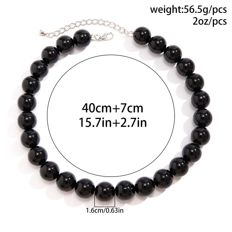 IngeSight.Z Liialdatud suur mustast akrüülist helmestega kaelakee naistele Meestele Retro Minimalistlik helmestega lühike kaelakee Hip Hop