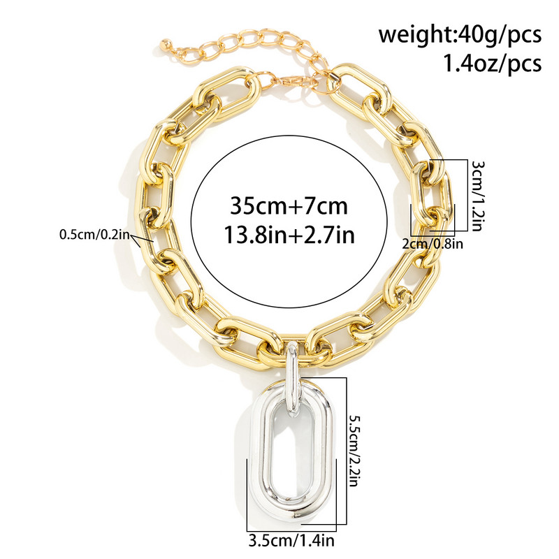 IngeSight.Z Punk Thick Edge O-kujuline metallist ripats kaelakee naistele liialdatud segavärviga turske Kuuba kraega kaelakee