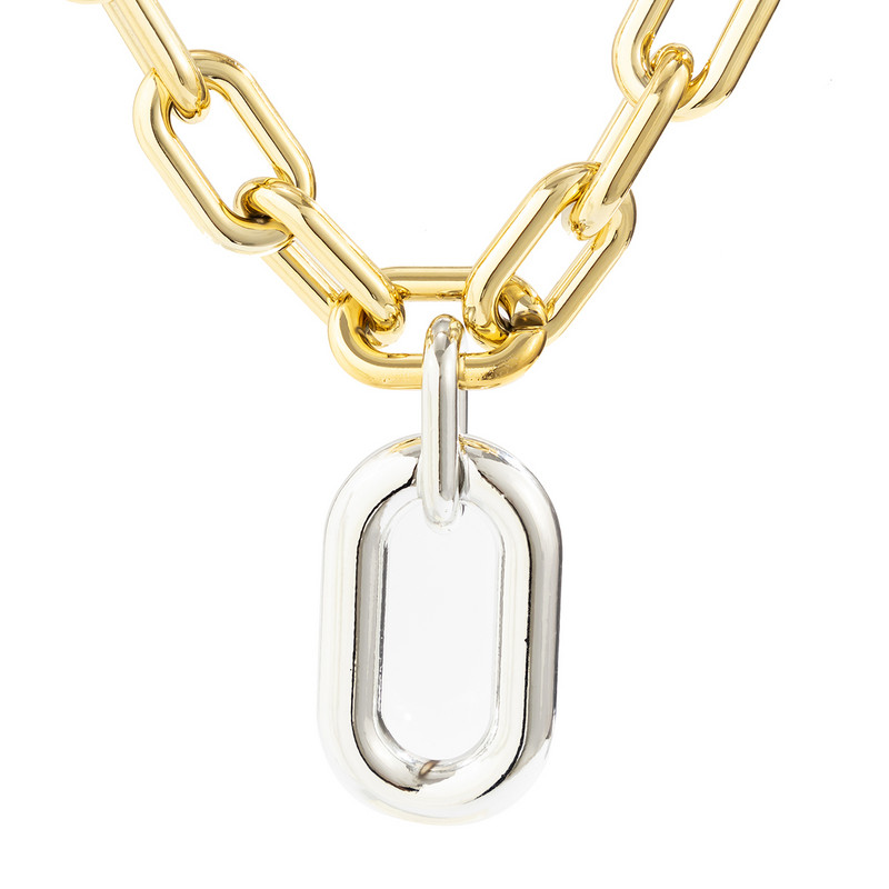 IngeSight.Z Punk Thick Edge O-kujuline metallist ripats kaelakee naistele liialdatud segavärviga turske Kuuba kraega kaelakee