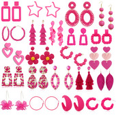 Roosa värvi lilledega kõrvarõngad naistele geomeetria südameleht liblikapeo ehted armsad tüdrukud kõrvarõngad pühade kingitused