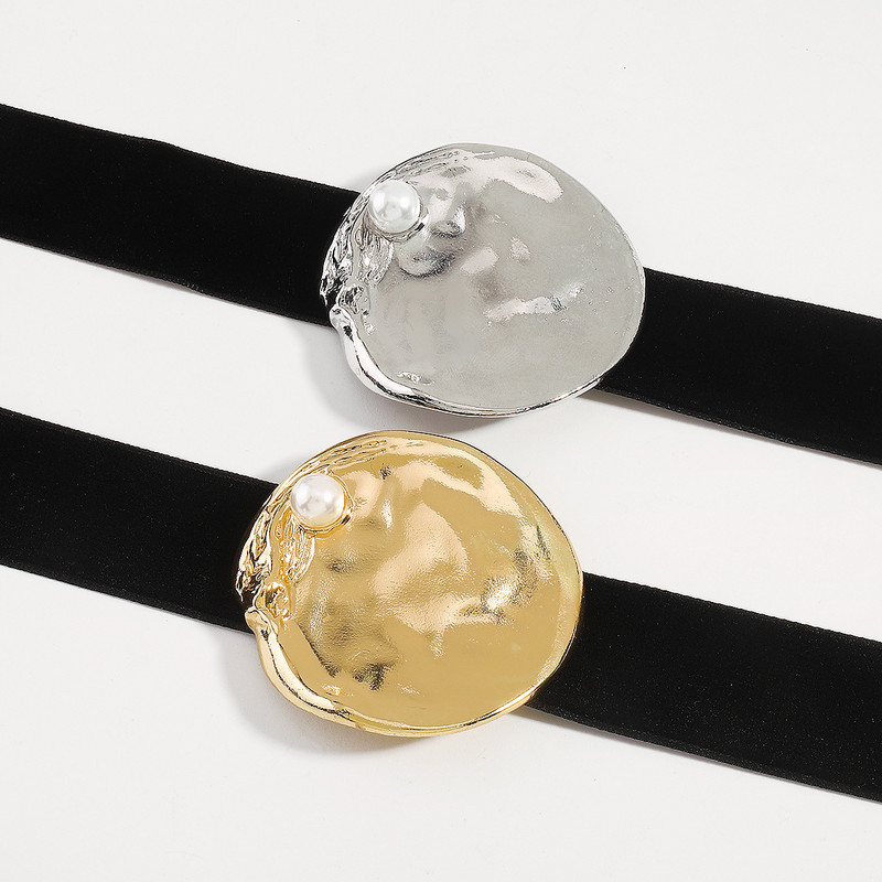 Elegantne suur metallist ümmargune lühike kaelakee naistele gooti musta sametist reguleeritav pärlikett kolmapäeval pruudi ehted