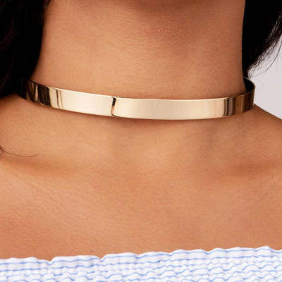 KDLUN 10MM Metal Torques Choker Колиета Обикновено маншет яка Колие Модни ретро бижута Минимализъм Подарък Парти аксесоари