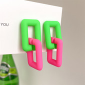 Φωτεινά και φρέσκα σκουλαρίκια αντίθεσης Απλά πολύχρωμα ακρυλικά σκουλαρίκια με αλυσίδα για γυναικεία σκουλαρίκια Νέα μόδα κοσμήματα για πάρτι