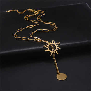 Vintage Sun Γεωμετρικό Κολιέ με Φούντα Γυναικεία Κοσμήματα από ανοξείδωτο ατσάλι Πανκ Αλυσίδες Λαιμού Choker Collier Femme
