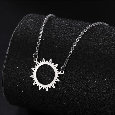 Vintage Sun ģeometriski apaļi pušķu kuloni kaklarota sievietēm nerūsējošā tērauda rotaslietas panku ķēdes kakla kaklasiksnas Collier Femme
