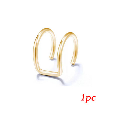 Jauns korejiešu zelta krāsas dubultā apļa Twist pērļu auss aproce vintage ģeometriski aplis auskaru viltus pīrsings pērļu klips uz auskariem