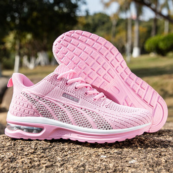 Дамски обувки за бягане Дамски дишащи маратонки Мрежеста въздушна възглавница Тенис Дамски спортни обувки На открито Обувки за тренировка с връзки