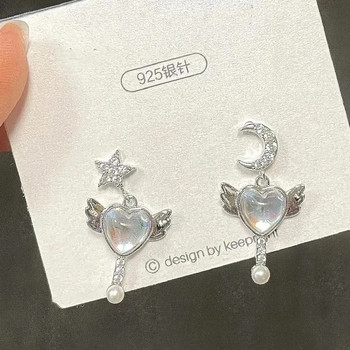 Корейска мода Goth Harajuku Vintage Сладки Y2k Star Bowknot Moon Earrings Women Girl Aesthetic 90s EMO Jewelry Accessories