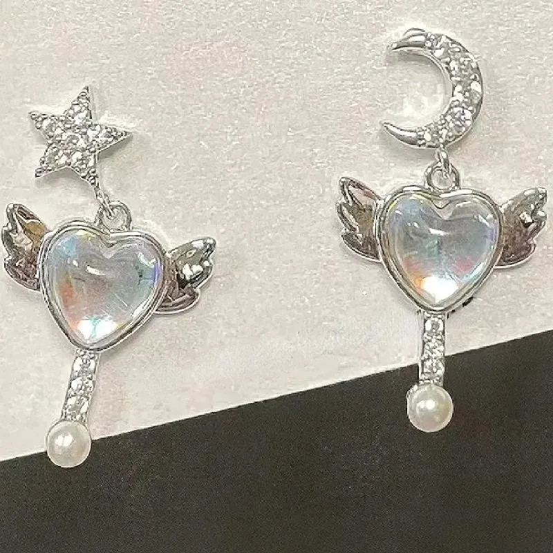 Korea Mood Goth Harajuku Vintage armas Y2k Star Bowknot Moon Kõrvarõngad Naised Tüdrukud Esteetilised 90ndad EMO ehted Aksessuaarid