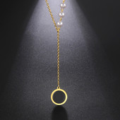 Amaxer nerūsējošā tērauda kaklarotas apaļas kuloni ķēdes krelles kaklarotas pērļu imitācijas sievietēm kāzu rotaslietas dāvana