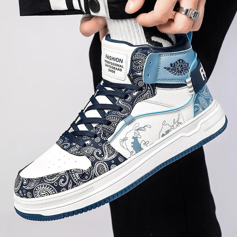 Meeste spordijalatsid Sügisüliõpilased Kõrge ülaosaga lauajalatsid Jooksu Meeste vabaaja stiil Madal sünteetiline nahk