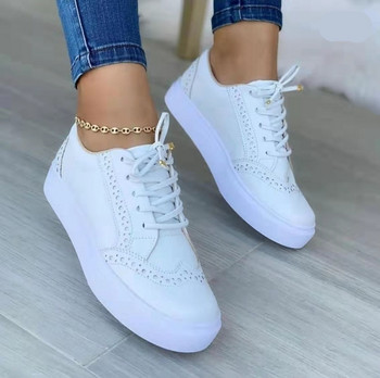 Νέα παπούτσι για τρέξιμο Tennis Chunky Παπούτσια για τρέξιμο Λευκά παπούτσια για γυναίκες με κορδόνια Casual Tenis Woman Street Women Platform Βουλκανιζέ παπούτσια