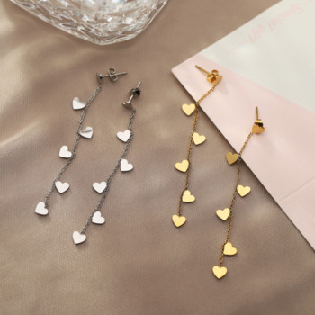 316L από ανοξείδωτο ατσάλι Νέα μόδα πολυτελή κοσμήματα Γλυκά Χαριτωμένα μακριά φούντα Dangle Love Heart Drop σκουλαρίκια για γυναίκες Δώρο ζευγάρια
