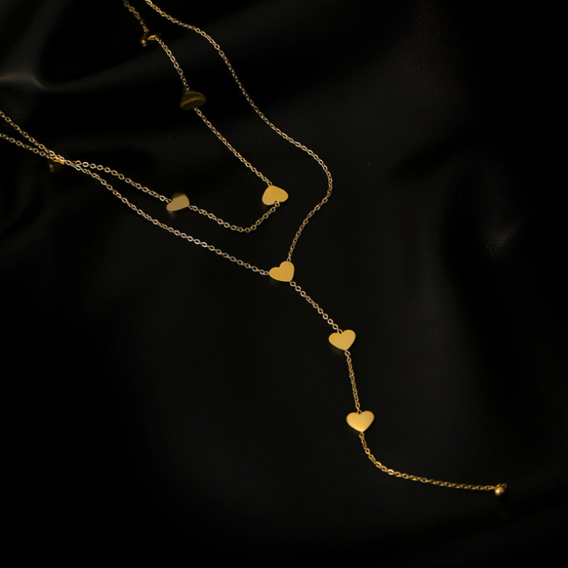 316L rozsdamentes acél új divatos előkelő ékszerek 2 rétegű szerelmes szív bojt varázslatok lánc nyakláncok és medálok nőknek