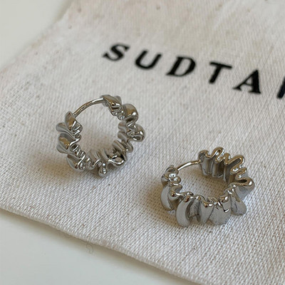 Neregulāri viļņaini kroku auskari sievietēm Retro Moderni vara metāla auskari Dizains Vienkāršs Temperaments Senioru modes rotaslietas