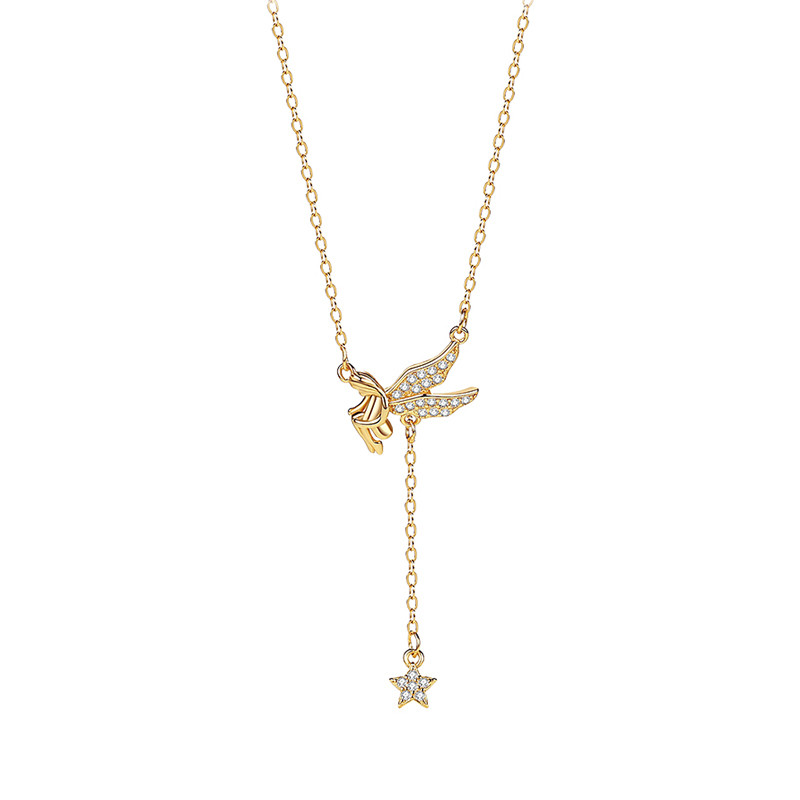ANENJERY hõbedase värvi tiivad tüdrukute kaelakee naistele pika tutiga Star Clavicle kett kaelakeed peoehted