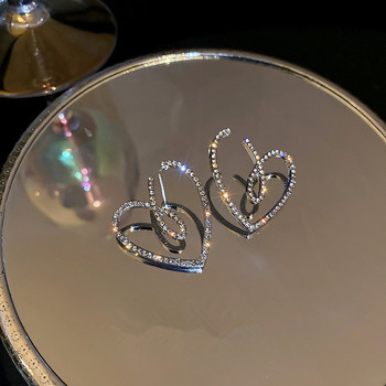 Εξαιρετικά καρφωτά σκουλαρίκια σε σχήμα καρδιάς για γυναίκες που γυαλίζουν CZ Zircon Hollow Out Σχέδιο Μεγάλο Σκουλαρίκι γάμου Κοσμήματα ιδιοσυγκρασίας για κορίτσι