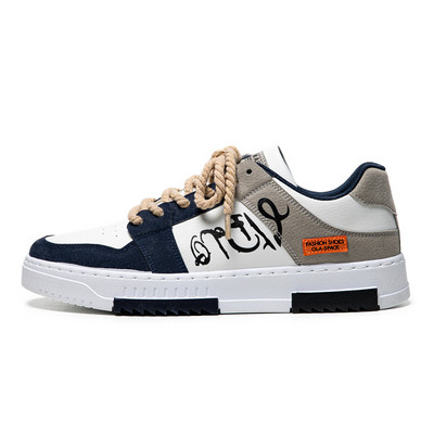 Uued Meeste Tossud Vabaajajalatsid Mood Nööriga trükkimine Vulkaniseeritud kingad Hingav lõuend Graffiti Lamedad kingad Zapatos De Hombre