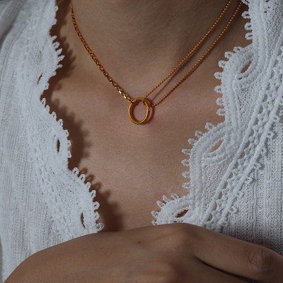 316L roostevabast terasest kaelakeed naistele Mood õhuke kett Minimalistlik ümmargune ripats kaelakee kaelal ehted