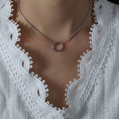 316L roostevabast terasest kaelakeed naistele Mood õhuke kett Minimalistlik ümmargune ripats kaelakee kaelal ehted