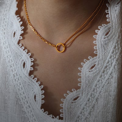 316L roostevabast terasest kaelakeed naistele Mood õhuke kett Minimalistlik ümmargune ripats kaelakee kaelal ehted