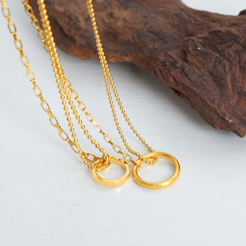 316L roostevabast terasest kaelakeed naistele Mood õhuke kett Minimalistlik ümmargune ripats kaelakee kaelal ehted