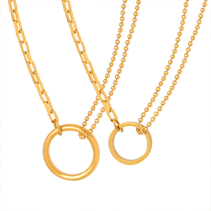 316L roostevabast terasest kaelakeed naistele Mood õhuke kett Minimalistlik ümmargune ripats kaelakee kaelal ehted