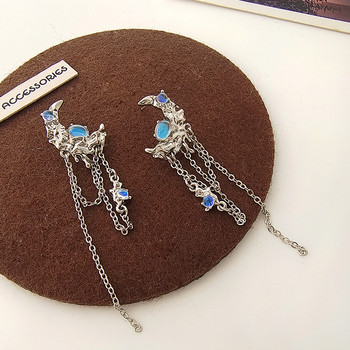 Korea Exquisite Moon Long Tassel Butterfly Earrings Women Sparkling Crystal Fashion Planet Drop Earrings Girl Party Jewelry