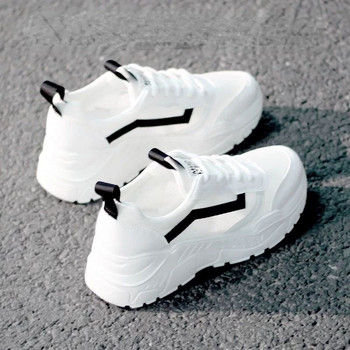 Дамски ежедневни обувки Удобни дишащи мрежести маратонки Дамски равни бели маратонки Вулканизирани обувки Zapatos Mujer