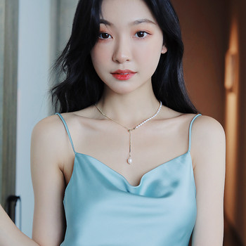 2023 г. Ново елегантно колие с верижка от естествени барокови перли за дамски секси аксесоари с верига за врата за корейски модни бижута момичета