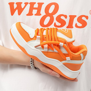 Нова тенденция Дизайнерски висококачествени мъжки ежедневни обувки Дамски модни кожени луксозни маратонки Оранжеви външни маратонки Маратонки на платформа