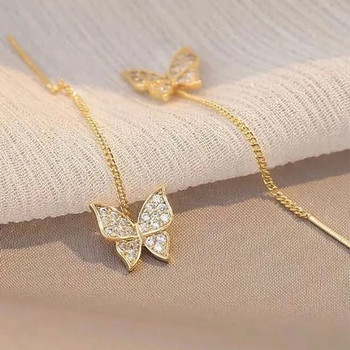 2022 Ένθετα σκουλαρίκια πεταλούδας ζιργκόν Λεπτά απλά χρυσά σκουλαρίκια πεταλούδας Προσωποποιημένα κοσμήματα σκουλαρίκια δώρο επετείου