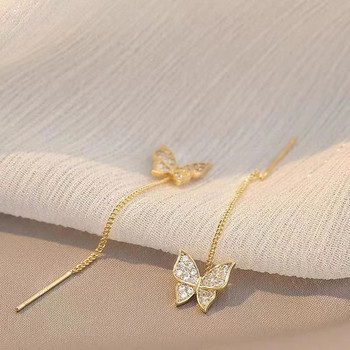 2022 Ένθετα σκουλαρίκια πεταλούδας ζιργκόν Λεπτά απλά χρυσά σκουλαρίκια πεταλούδας Προσωποποιημένα κοσμήματα σκουλαρίκια δώρο επετείου