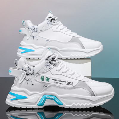 Sügis meeste kingad Tossud Uued kõrged spordijalatsid Meeste Trend Joker Väikesed valged kingad Suurendab vaba aja veetmist Jooksmine Tennis Zapatillad